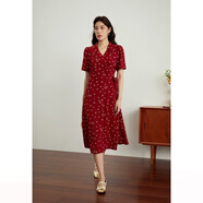 獨束大碼女裝法式小翻領(lǐng)連衣裙女夏季新款遮肉顯瘦雪紡裙子 紅色-長(cháng)款 L （尺碼：2）