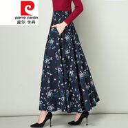 皮爾卡丹女裝2022春秋棉麻半身長裙女高腰大擺半身裙復(fù)古純 黃花朵朵 L
