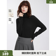 ELLE【100%綿羊毛】無(wú)縫一體高領(lǐng)毛衣女2025秋裝新款軟糯毛針織衫 黑色（升級款） L