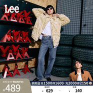 Lee【張凌赫代言】中藍色水洗428懶懶褲高腰女顯瘦寬腿牛仔褲潮流 中藍色 27