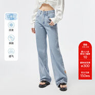 ONLY夏季涼感冰氧酷高腰顯瘦直筒褲牛仔褲女|124232025 J32 210洗水牛仔藍 2XL (180) 80A