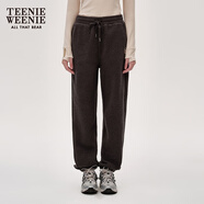 Teenie Weenie小熊女冬裝簡約復(fù)古運(yùn)動(dòng)仿羊羔絨束腳衛(wèi)褲休閑褲長褲 煤灰色 S (160)