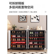 胖東來(lái)同款帶密碼防盜鞋柜帶鎖門(mén)口家用多層大容量鞋架帶滾輪簡(jiǎn)約 灰+暖白【剎車(chē)輪200*35*106】 包安裝