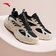 安踏AT956丨運動(dòng)鞋女鞋新款復古跑步鞋網(wǎng)面潮流休閑鞋防滑減震跑鞋子 黑/白堊色-2 38