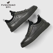 富貴鳥(niǎo)男鞋秋季百搭工作休閑皮鞋平板鞋男士2026年新款真皮小黑鞋 灰色 44