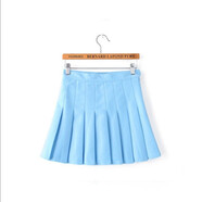 帶底褲百褶裙防走光春夏款純色學(xué)院風(fēng)半身裙高腰顯瘦短裙批發(fā)供應 天藍色 XS