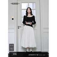 闊色黃色長(cháng)袖針織衫內搭2025秋冬季新款女裝藍色上衣毛衣打底衫 黑色 L