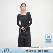 范思藍恩秋季設計感針織T恤半身裙時(shí)尚套裝女秋裝新款慵懶高腰半身裙女 深灰色（半身裙） S