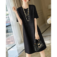 德瑪納【簡(jiǎn)約清雅】春秋圓領(lǐng)a字立體肌理感針織微彈連衣裙女中長(cháng)款