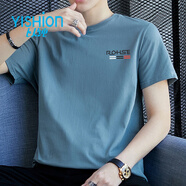 以純（YISHion）純棉短袖t恤男夏季新款男士時(shí)尚百搭休閑打底衫體恤上衣 519霧藍色 XL