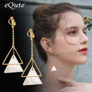 依特高級感氣質(zhì)幾何耳環(huán)女簡(jiǎn)約時(shí)尚三角形耳釘女耳墜耳夾無(wú)耳洞耳飾品 耳夾