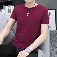 牧思特（MUSITE）短袖t恤男2023新款圓領(lǐng)夏季韓版潮流棉T恤男士衣服男裝夏天 酒紅 M