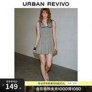 UR夏季新款女裝格雷系百褶翻領(lǐng)無(wú)袖連衣裙UWG750100 暖灰 M