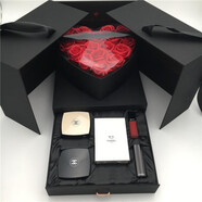 香奈兒（Chanel）口紅唇釉粉底眼影套裝禮盒限量色號(hào)情人節(jié)生日禮物女朋友七夕禮物 香水+眼影+氣墊+口紅心形禮盒