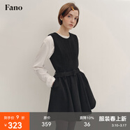 fano studios范洛Fano 法式復古小香風(fēng)收腰毛呢A字黑色連衣裙2025新款女秋季 黑灰色 S