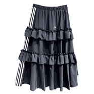 阿迪達斯（adidas）originals條紋時(shí)尚簡(jiǎn)約運動(dòng)半身休閑長(cháng)裙女款 黑色 L