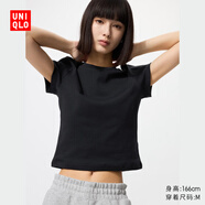 優(yōu)衣庫女裝圓領(lǐng)短T恤短袖迷你T修身百搭辣妹顯瘦打底474410 09 黑色 M