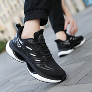 靚麗鳥(niǎo)（TOLLN）跨境男士老爹鞋輕彈爆米花底透氣網(wǎng)面休閑跑鞋 032 黑色-網(wǎng) 36