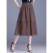 歐根紗半身裙女2024春款紗裙蓬蓬裙子A字半身裙長(cháng)裙 咖啡色 S