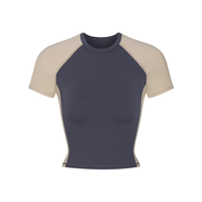 NIKE X SKIMS 聯(lián)名BABY TEE圓領(lǐng)T恤短袖適合健身房力量訓練緊身顯身材 藍色 XS