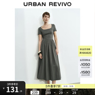 UR秋季新款女裝休閑簡(jiǎn)約拼接修身短袖連衣裙UWM750025 暖灰 (偏長(cháng)) S