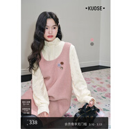 闊色粉色無(wú)袖圓領(lǐng)背心裙短裙女2025秋冬季新款外搭毛呢連衣裙子 粉色 M