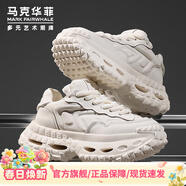 馬克華菲老爹鞋男夏季2026新款增高鞋子厚底面包鞋透氣休閑百搭輪胎鞋男鞋 本白 44 標準運動(dòng)鞋碼數