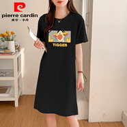 皮爾卡丹（pierre cardin）短袖T恤裙女寬松休閑大碼顯瘦半袖中長(cháng)裙過(guò)膝裙女2026年夏季新款 黑色AD0157 XL
