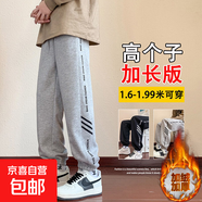 新款春秋季休閑長(cháng)褲子男孩初中學(xué)生青少年15歲大童寬松運動(dòng)厚棉褲 R6010灰色 加絨 XL 120-140斤