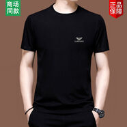 EA7阿瑪尼 冰絲短袖t恤男夏季冰絲圓領(lǐng)高端體恤衫男裝半袖上衣 80886黑灰色 3XL 185(適合體重170-180斤)