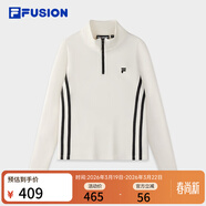 斐樂(lè ) FUSION斐樂(lè )潮牌女子針織長(cháng)袖衫2025秋新款時(shí)尚修身半拉鏈長(cháng)T 奶霧白-WT XL 175/92A/XL