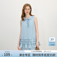 范思藍恩娃娃領(lǐng)花邊減齡無(wú)袖連衣裙女夏季2025新款甜美裙子2537 藍色 XS