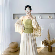 歌弗婭針織防曬開(kāi)衫薄款女夏季披肩外搭短款上衣長(cháng)袖配吊帶裙罩衫小外套 杏色（單件   開(kāi)衫） S