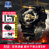 卡西歐（CASIO）學(xué)生男表黑金GSHOCK雙顯運動(dòng)防水腕表石英表送男友禮物電子表 GA-110GB-1APR(防水防震)