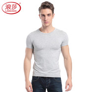 浪莎短袖背心男士薄款純色運動(dòng)彈力修身打底汗衫男