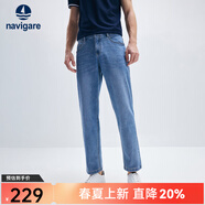 Navigare意大利小帆船男士牛仔褲春秋季親膚水洗九分褲彈力抑菌錐形褲 牛仔藍 32