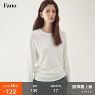 fano studios范洛Fano 毛邊寬松圓領(lǐng)打底衫長(cháng)袖T恤女2026春季仿羊絨插肩袖上衣 白色 L