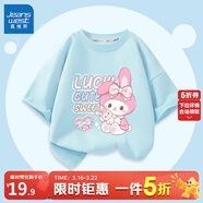 真維斯兒童t恤短袖女童純棉夏季薄款半袖上衣新款夏裝女孩打底衫童裝 藍 J甜美粉兔 90