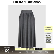 UR2026春季新款女裝簡(jiǎn)約休閑純色超寬松高腰A字半裙UWB550004 深灰花灰 M (M-L)