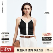 朗姿法式氣質(zhì)別致高級感外穿復古背心吊帶內搭打底上衣夏季新款女 黑色 L