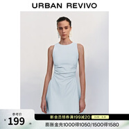 UR春季新款女摩登氣質(zhì)褶皺收腰顯瘦無(wú)袖連衣裙UYY750030 淡藍 M