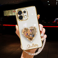 群尊適用OPPO K12s手機殼閃鑲水鉆5G皇冠愛(ài)心補化妝鏡子手鏈女款全包邊鏡頭精孔軟硅膠防摔保護套時(shí)尚 愛(ài)心鏡-典雅白（送手鏈） OPPO K12s