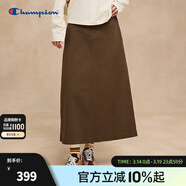 Champion冠軍半身裙2025秋季新款斜紋布長(cháng)裙顯瘦鹽系工裝風(fēng)A字裙 深棕色 L