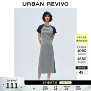 UR2026夏季新款女裝休閑撞色刺繡開(kāi)衩連衣裙UYY760029+ 花灰 XS