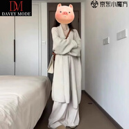 DAVEY MODE2025早秋季新款黑色長(zhǎng)款毛衣外套針織開(kāi)衫女春秋季韓系慵懶風(fēng)大衣 米白色針織開(kāi)衫【小個(gè)子/大被子 L 【110-130斤】