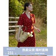 獨束大碼女裝法式小翻領(lǐng)連衣裙女夏季新款遮肉顯瘦雪紡裙子 紅色 XL （尺碼：3）