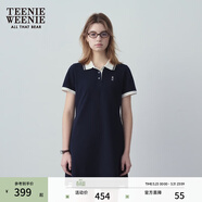 Teenie Weenie小熊夏季撞色Polo休閑通勤簡(jiǎn)約白色連衣裙時(shí)尚收腰短裙女 藏青色 L (170)