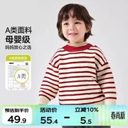嘟嘟家寶寶條紋毛衣冬裝兒童保暖上衣嬰兒衣服女童冬季衣服 紅白條紋