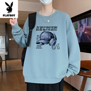 花花公子春秋款長(cháng)袖圓領(lǐng)衛衣男孩青少年初中學(xué)生帥氣體恤衫大童男裝上衣服 6607淺藍(單件衛衣) 品質(zhì)保證 S 80-100斤左右