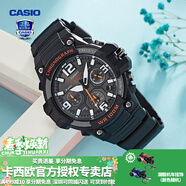 卡西歐（CASIO） 男表女表卡西歐手表男女情侶表學(xué)生時(shí)尚運動(dòng)表太陽(yáng)能雙顯電子表 MCW-100H-1AVDF暗夜黑橘